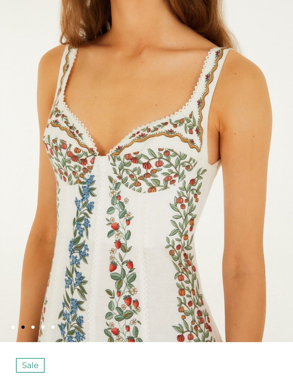 FARM Rio Cream Maxi Dress with Green and Blue Floral Panels - Picture 3 of 5